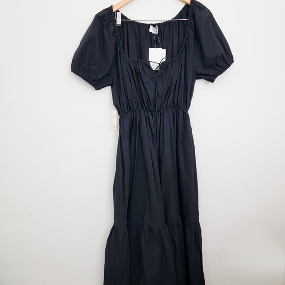 Matteau Drawcord Midi Dress in Black 3 6 NWT - Picture 2 of 9
